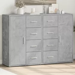   2 db betonszürke szerelt fa tálalószekrény 60 x 31 x 84 cm