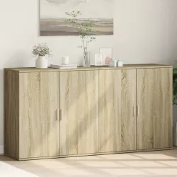   2 db sonoma tölgy színű szerelt fa tálalóasztal 79 x 38 x 80 cm