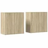 2 db sonoma tölgy színű szerelt fa tálalóasztal 79 x 38 x 80 cm