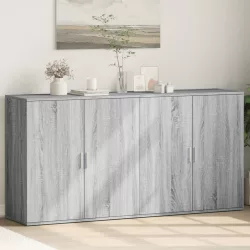   2 db szürke sonoma színű szerelt fa tálalószekrény 79x38x80 cm