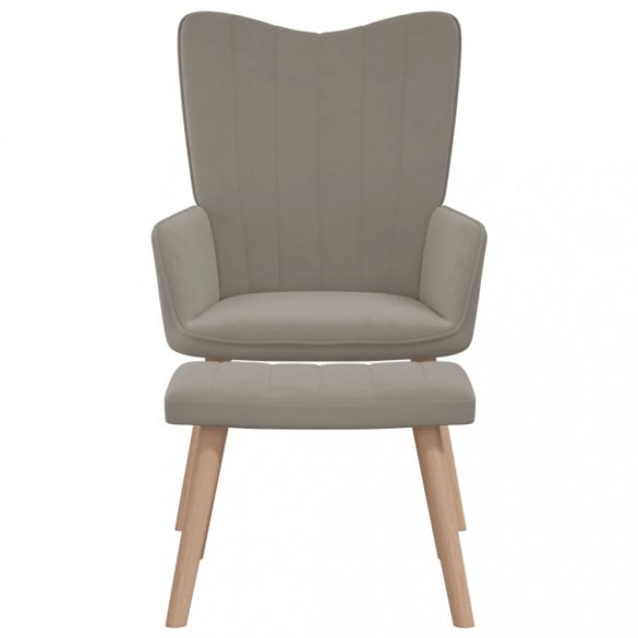 világosszürke bársony pihenőszék lábtartóval