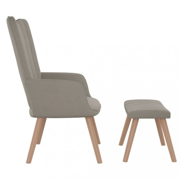 világosszürke bársony pihenőszék lábtartóval