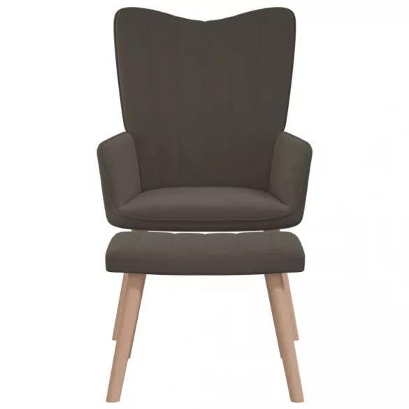 sötétszürke bársony pihenőfotel lábtartóval