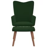 sötétzöld bársony pihenőszék lábtartóval