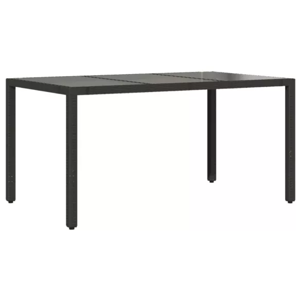 7 részes fekete polyrattan kerti étkezőgarnitúra párnával