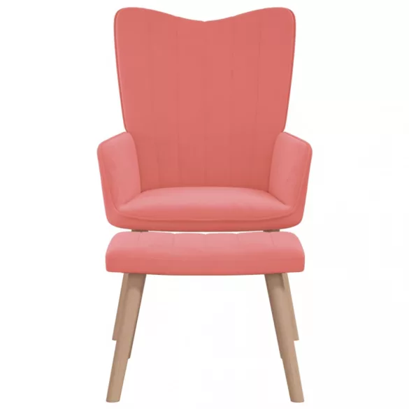 rózsaszín bársony pihenőszék lábtartóval