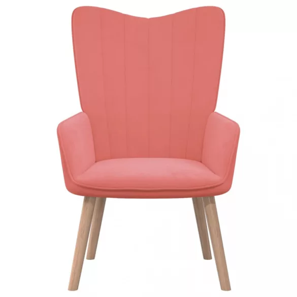 rózsaszín bársony pihenőszék lábtartóval