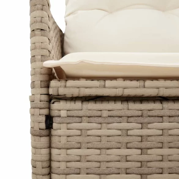 7 részes bézs polyrattan kerti étkezőgarnitúra párnákkal
