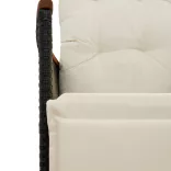 7 részes fekete polyrattan kerti étkezőgarnitúra párnával