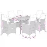 7 részes fekete polyrattan kerti étkezőgarnitúra párnával