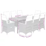 9 részes fekete polyrattan kerti étkezőgarnitúra párnákkal