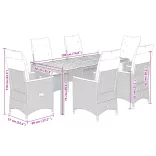 7 részes szürke polyrattan kerti étkezőgarnitúra párnával