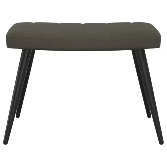 sötétszürke bársony pihenőfotel lábtartóval