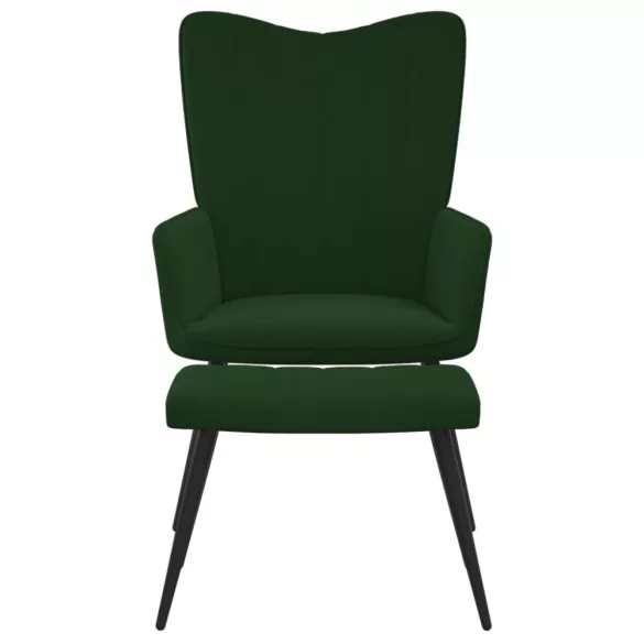 sötétzöld bársony pihenőszék lábtartóval