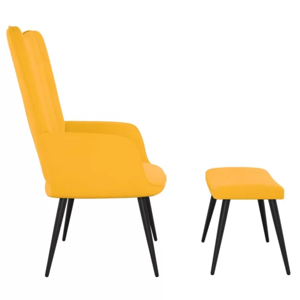 mustársárga bársony pihenőszék lábtartóval