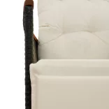 7 részes fekete polyrattan kerti bisztrógarnitúra párnákkal