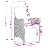 7 részes fekete polyrattan kerti bisztrógarnitúra párnákkal
