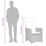 11 részes fekete polyrattan kerti bisztrógarnitúra párnákkal