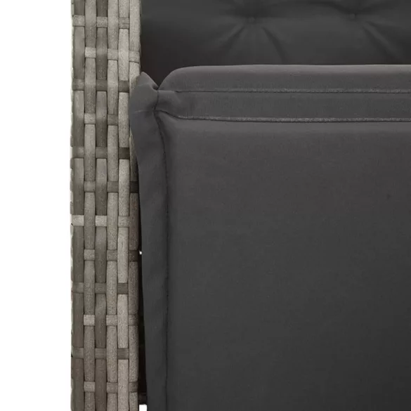 11 részes szürke polyrattan kerti bisztrógarnitúra párnákkal