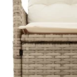 11 részes bézs polyrattan kerti bisztrógarnitúra párnákkal