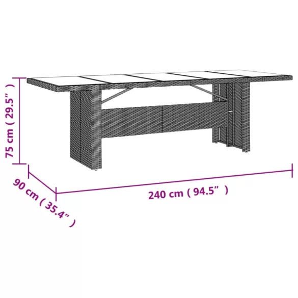 11 részes bézs polyrattan kerti bisztrógarnitúra párnákkal
