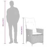 9 részes fekete polyrattan kerti bisztrógarnitúra párnákkal