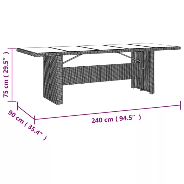 9 részes bézs polyrattan kerti bisztrógarnitúra párnákkal