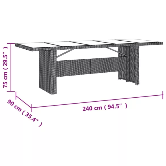 11 részes bézs polyrattan kerti bisztrógarnitúra párnákkal