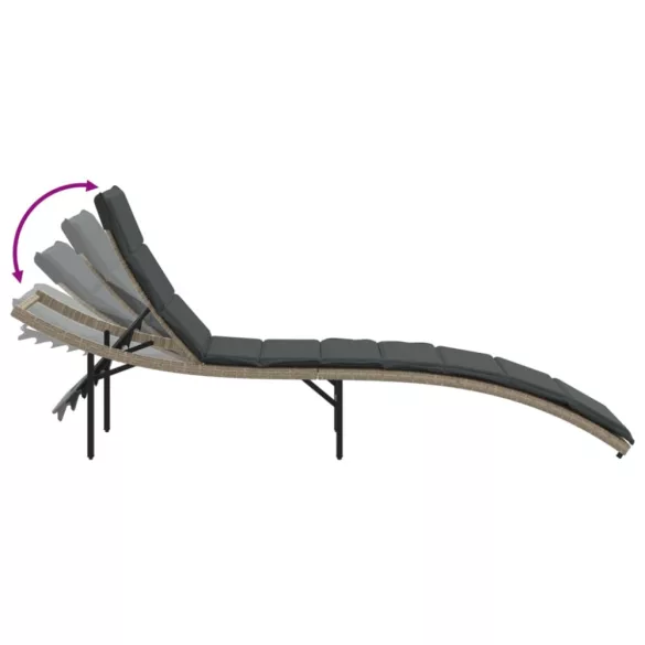 2 db világosszürke polyrattan napozóágy párnával