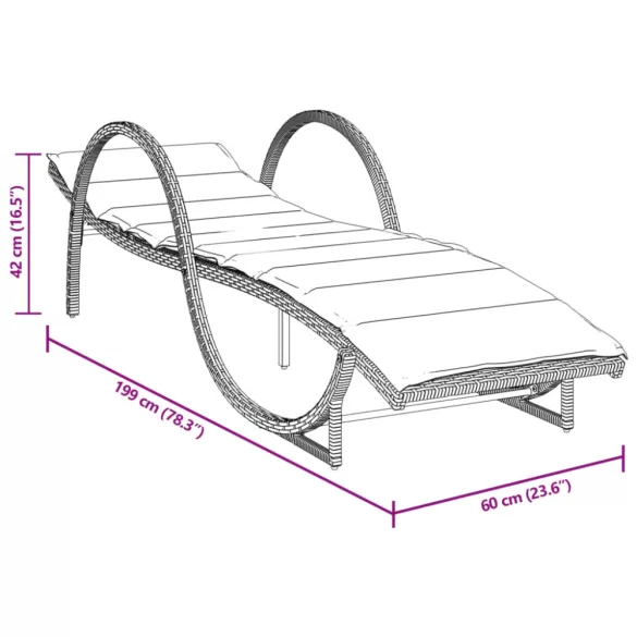 2 db barna polyrattan napozóágy párnával