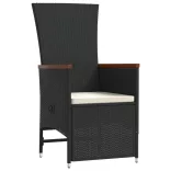 9 részes fekete polyrattan kerti étkezőgarnitúra párnákkal