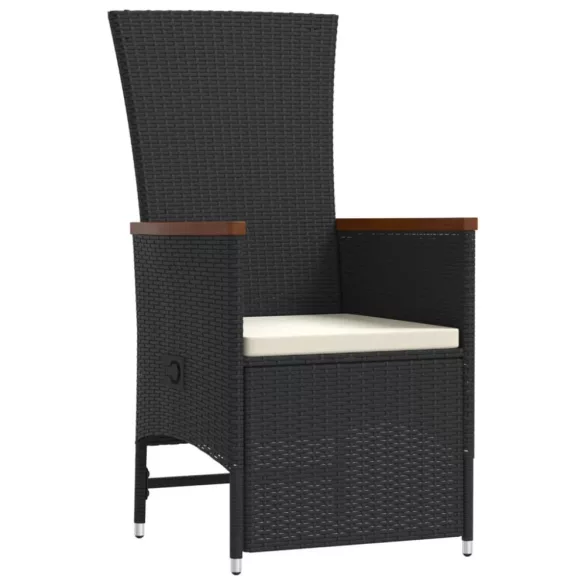 9 részes fekete polyrattan kerti étkezőgarnitúra párnákkal