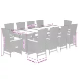 11 részes szürke polyrattan kerti ülőgarnitúra párnákkal