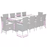 11 részes szürke polyrattan kerti ülőgarnitúra párnákkal