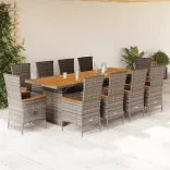 11 részes szürke polyrattan kerti ülőgarnitúra párnákkal