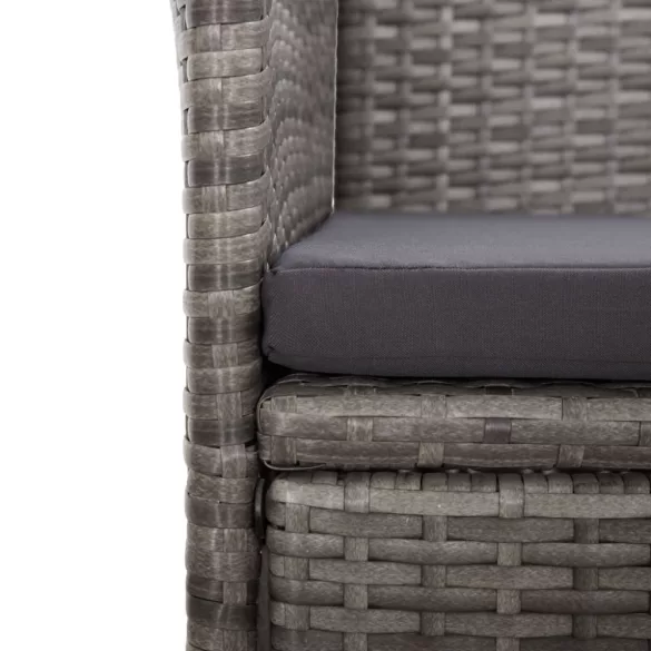 11 részes szürke polyrattan kerti ülőgarnitúra párnákkal