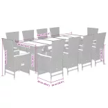 11 részes szürke polyrattan kerti ülőgarnitúra párnákkal