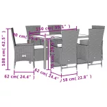 7 részes bézs polyrattan kerti étkezőgarnitúra párnákkal
