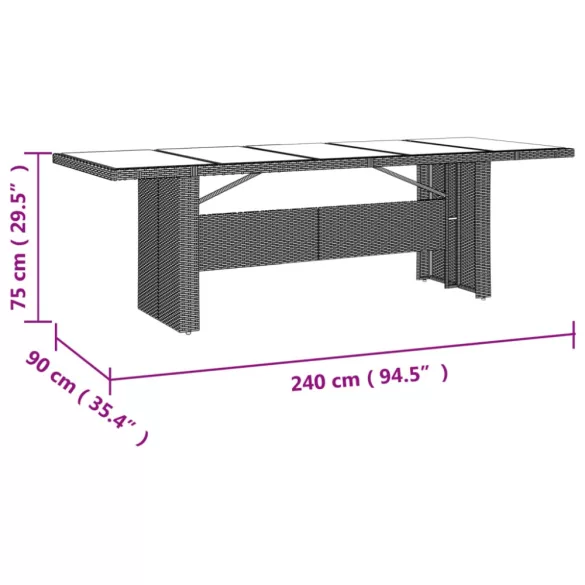 9 részes bézs polyrattan kerti étkezőgarnitúra párnákkal