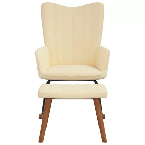 krémfehér bársony hintaszék lábtartóval