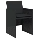 7 részes fekete polyrattan kerti étkezőgarnitúra párnával
