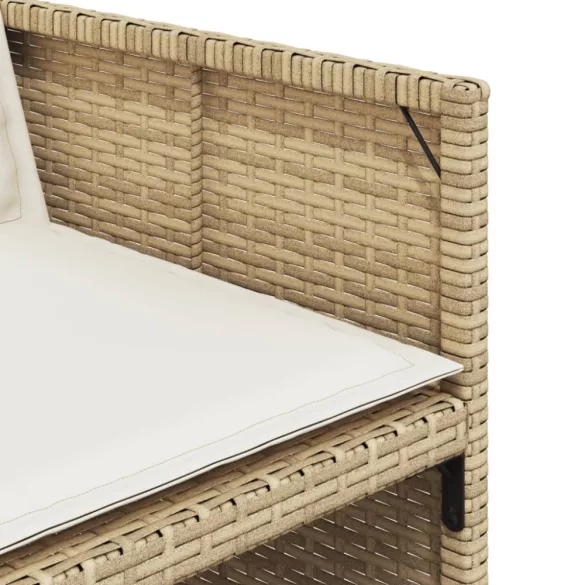 7 részes bézs polyrattan kerti étkezőgarnitúra párnákkal