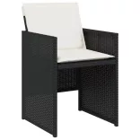 7 részes fekete polyrattan kerti étkezőgarnitúra párnával