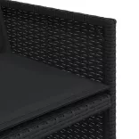 9 részes fekete polyrattan kerti étkezőgarnitúra párnákkal