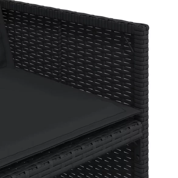 11 részes fekete polyrattan kerti étkezőgarnitúra párnákkal