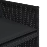 9 részes fekete polyrattan kerti étkezőgarnitúra párnákkal