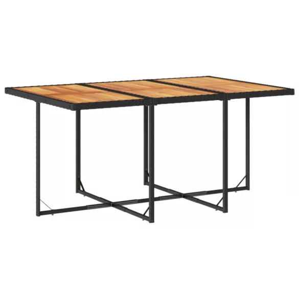 11 részes fekete polyrattan kerti étkezőgarnitúra párnákkal