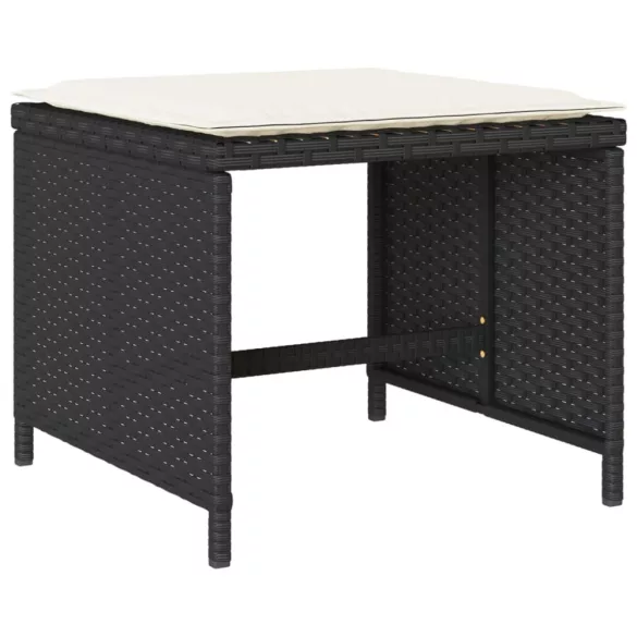 13 részes fekete polyrattan kerti ülőgarnitúra párnákkal