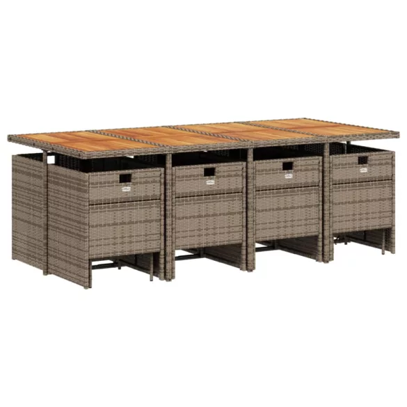 13 részes szürke polyrattan kerti ülőgarnitúra párnákkal