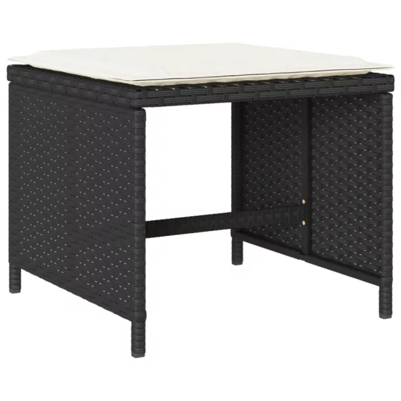 13 részes fekete polyrattan kerti ülőgarnitúra párnákkal